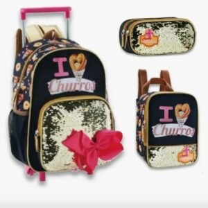 MOCHILA DE RODINHA SWEEDY CANDY I CHURROS KIT C/3PCS